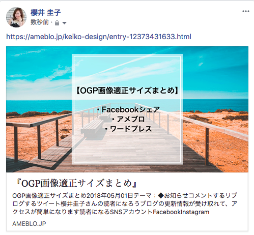 Facebookシェア時のアイキャッチ適正画像サイズ デザイン ブロッサムデザイン 櫻井圭子の女性起業のブランディングとweb集客